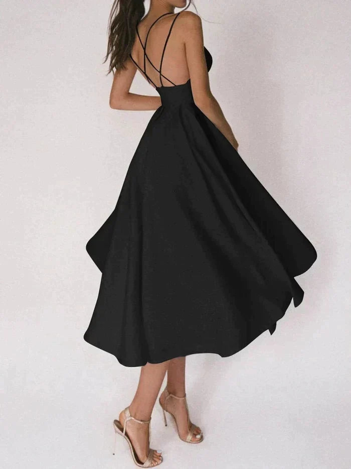 Bonafita | Women's Elegant Midi Halter Dress Backless