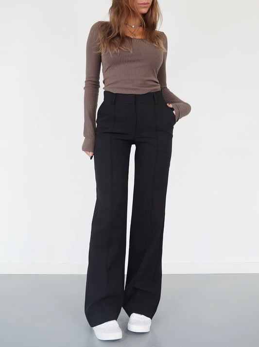Andrea™ | Elegante Hose mit Hoher Taille und Weitem Bein